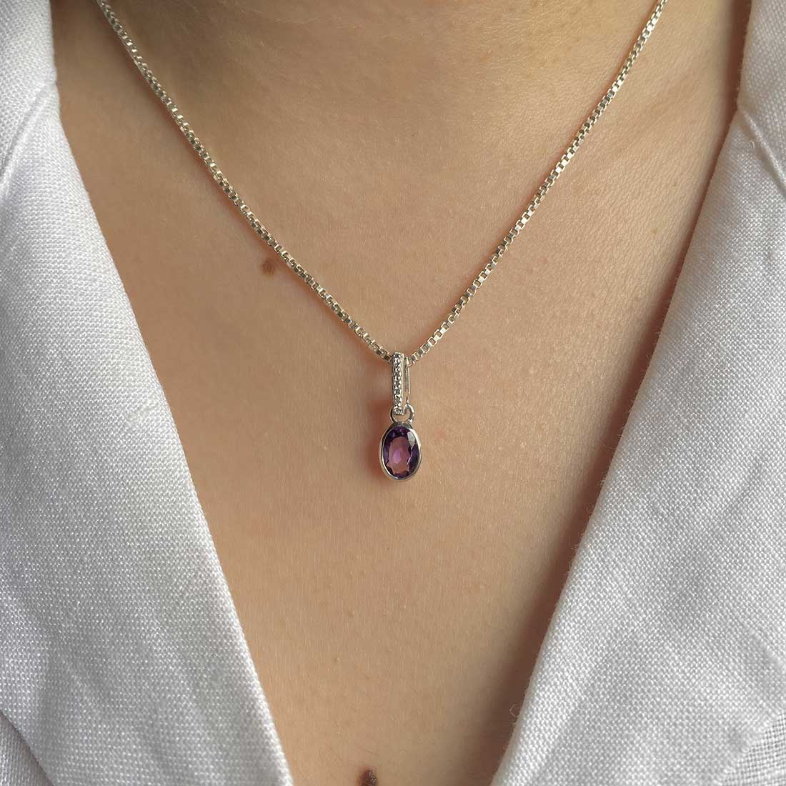 Amethyst & White Topaz Pendant-(AMT-SP-780.)
